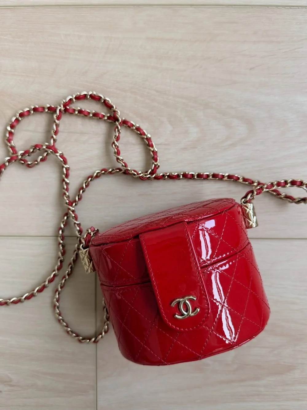 CHANEL quilted patent